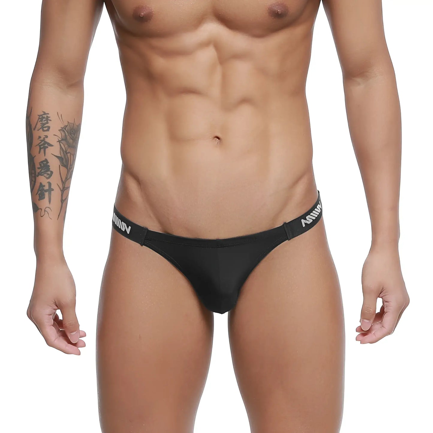 Metro male wear paleta bikini black briefs with a white logo waistband band for comfortable everyday wear