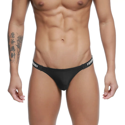 Metro male wear paleta bikini black briefs with a white logo waistband band for comfortable everyday wear