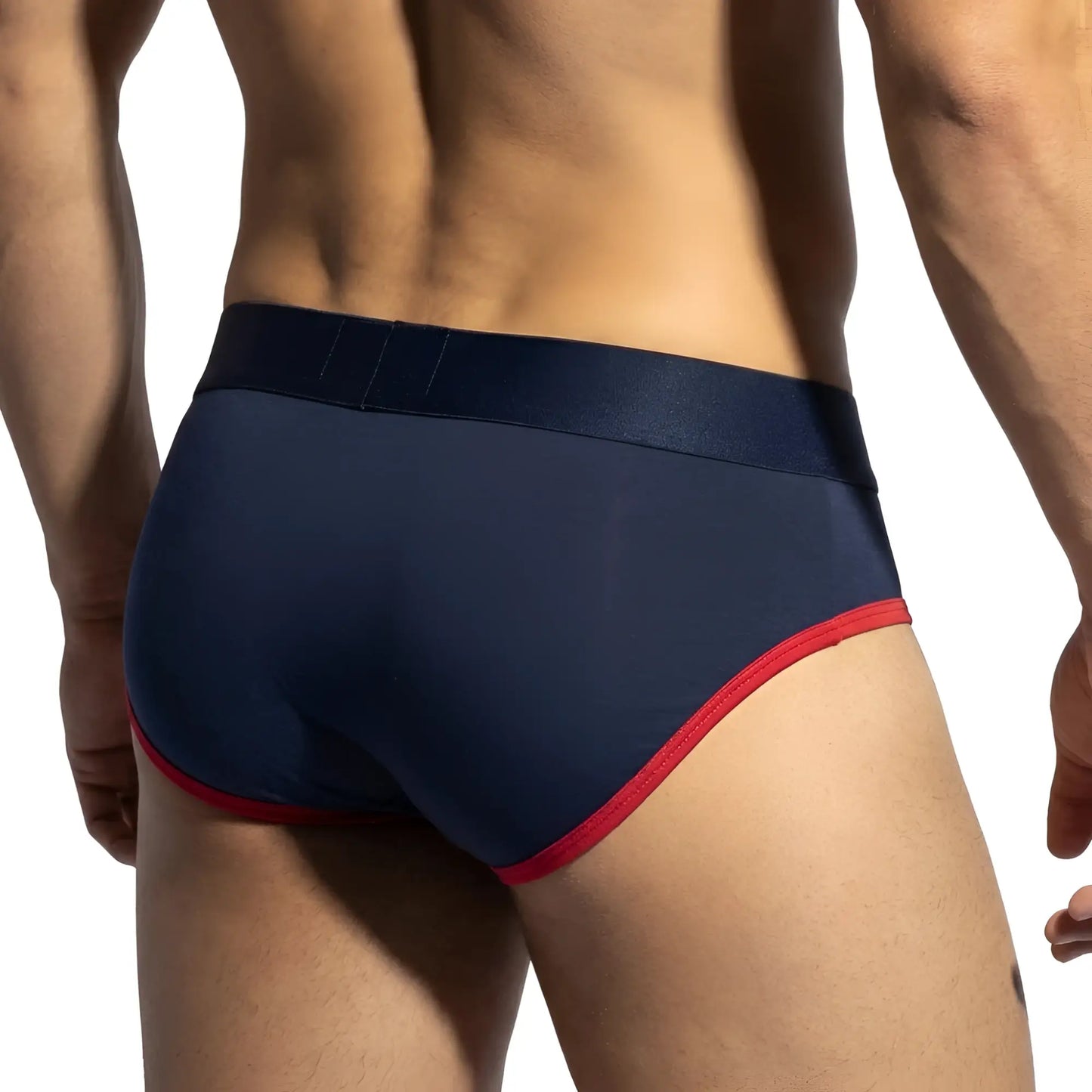 MetroMaleWear panel bikini navy briefs with red trim and smooth stretchy fabric waistband for comfortable wear