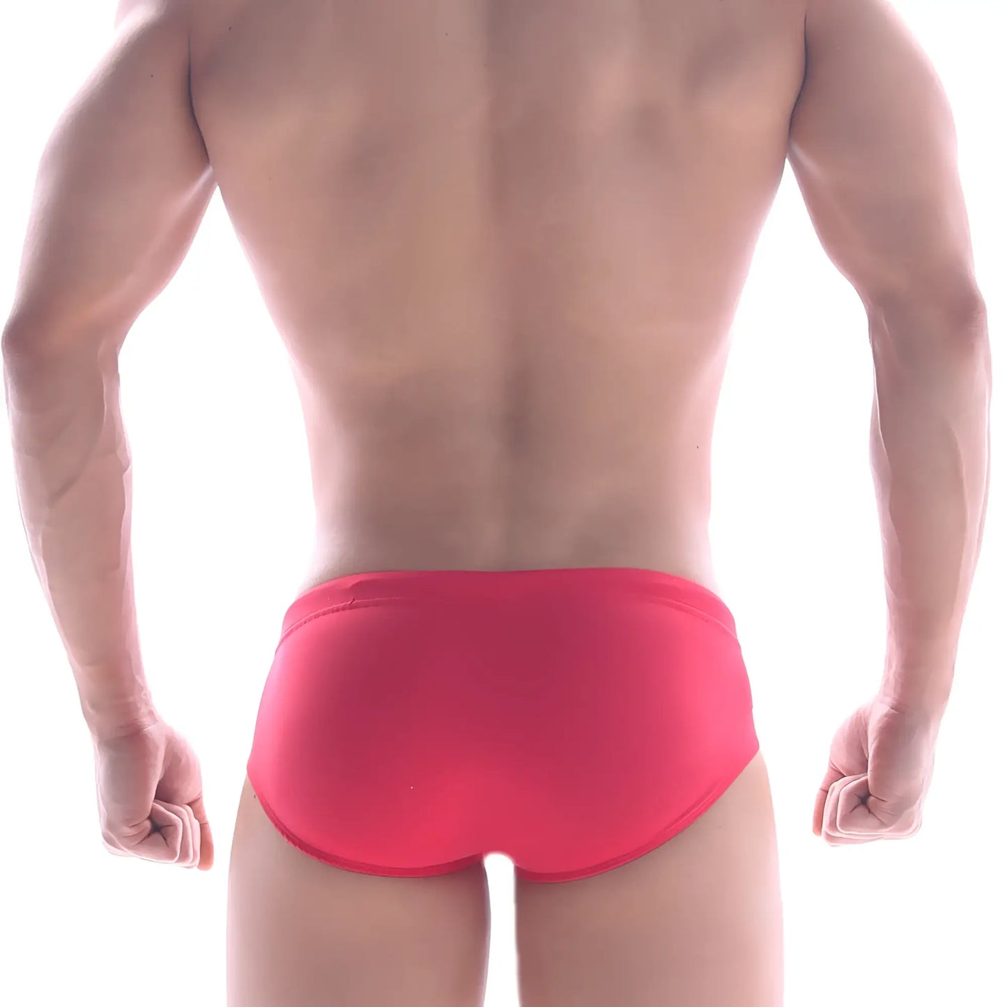 Bright red metroMaleWear panel swim brief with a smooth form-fitting design perfect for swimming and beachwear