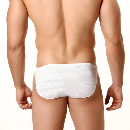 White textured briefs from metromalewear perfect scene askin bikini sheer white 2003-45 showing front view