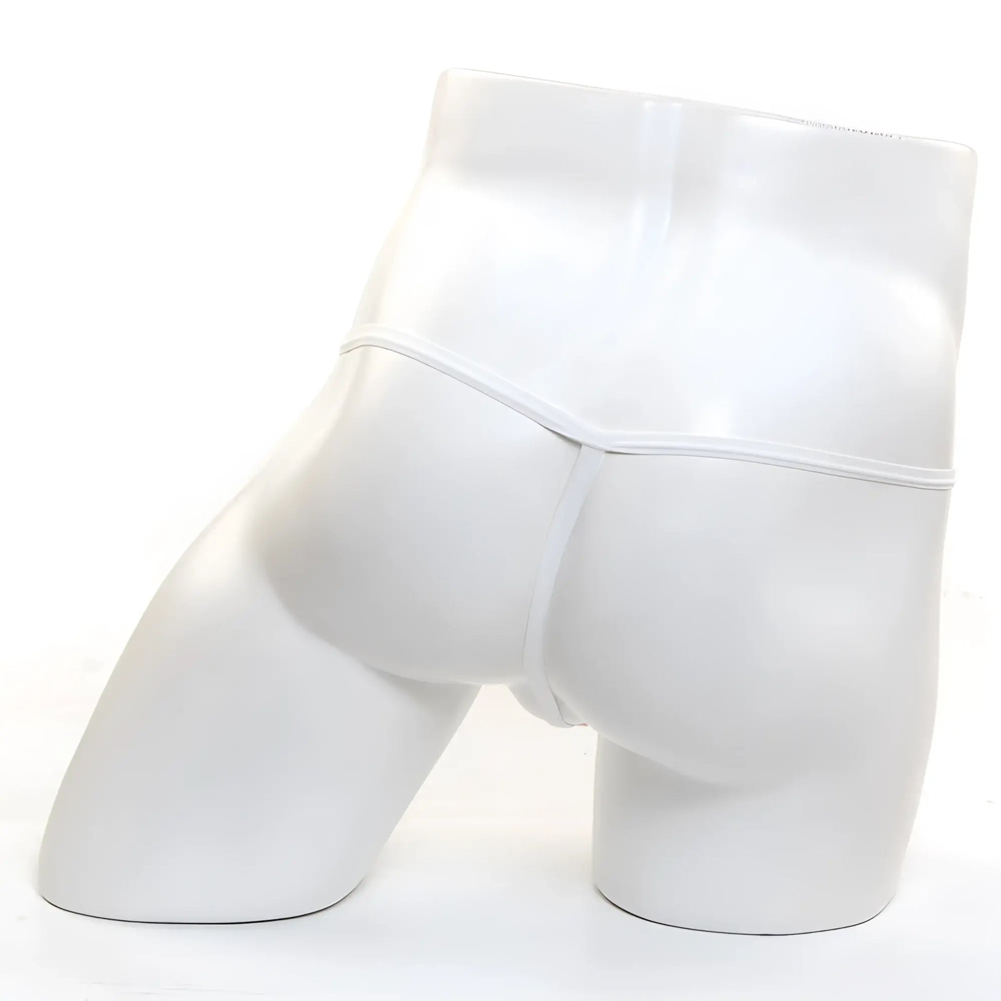 White glossy latex high-waisted seamless briefs from MetroMaleWear perfect scene string lace nude 2014-71 product image