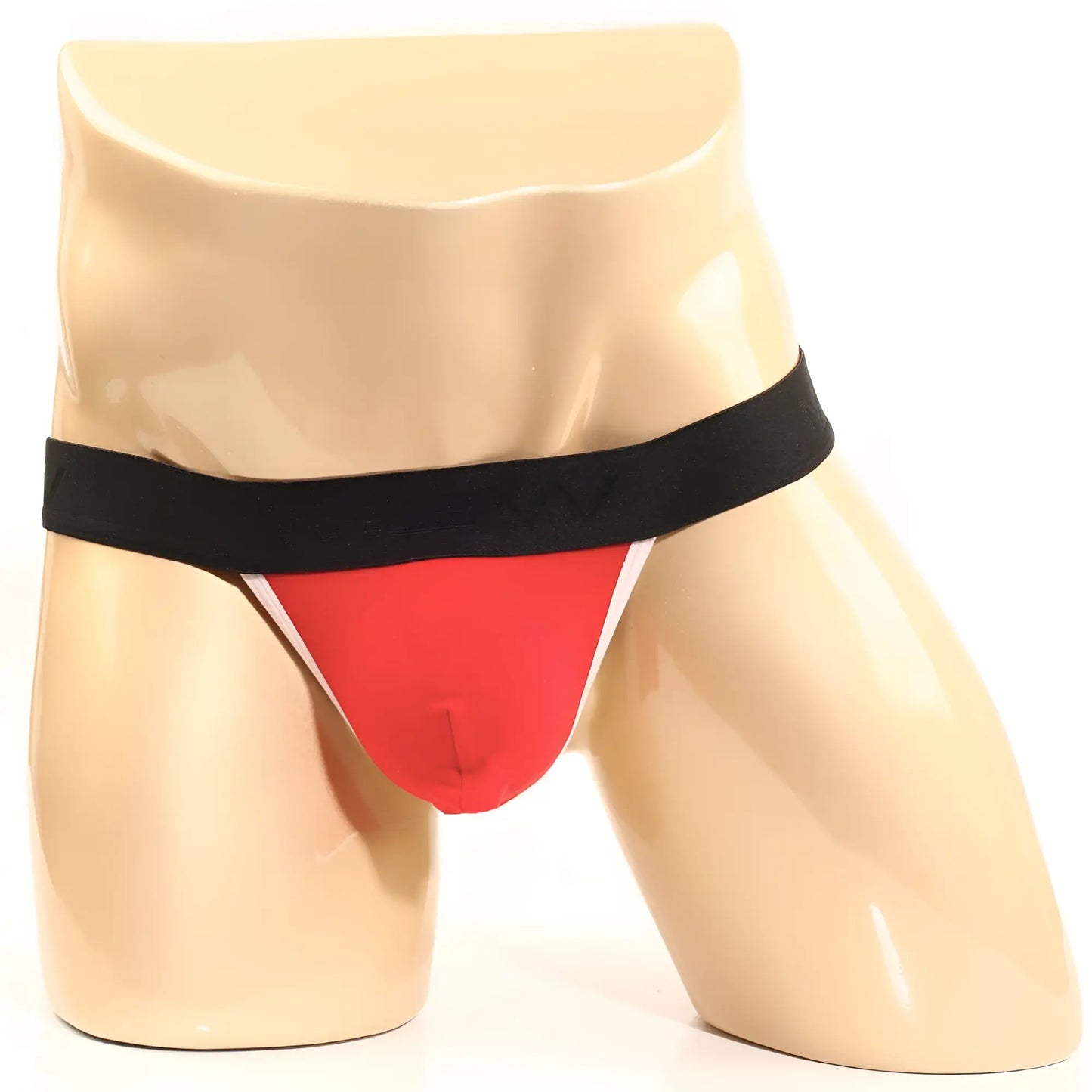 MetroMaleWear perfect scene y-back thong red 1002-12 in red and black with white trim displayed on a mannequin back view