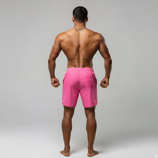 MetroMaleWear physique board short pink 4706-01 bright pink athletic shorts with elastic waistband and side pockets