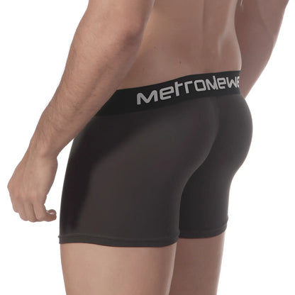 Black metronewe men’s boxer briefs with snug fit elastic waistband made from soft pima cotton charcoal color