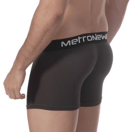Black metronewe men’s boxer briefs with snug fit elastic waistband made from soft pima cotton charcoal color