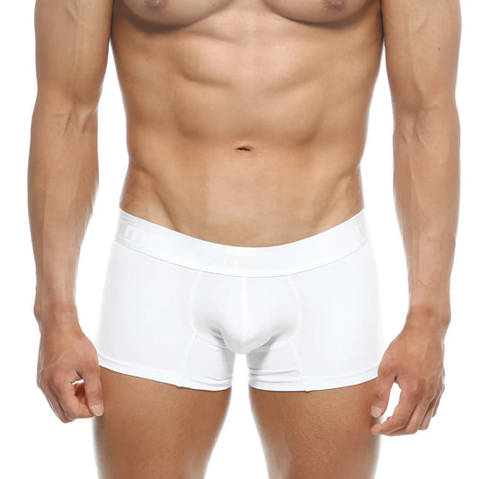 White men’s briefs metro male wear polyester short boxer with smooth form fitting design and elastic waistband