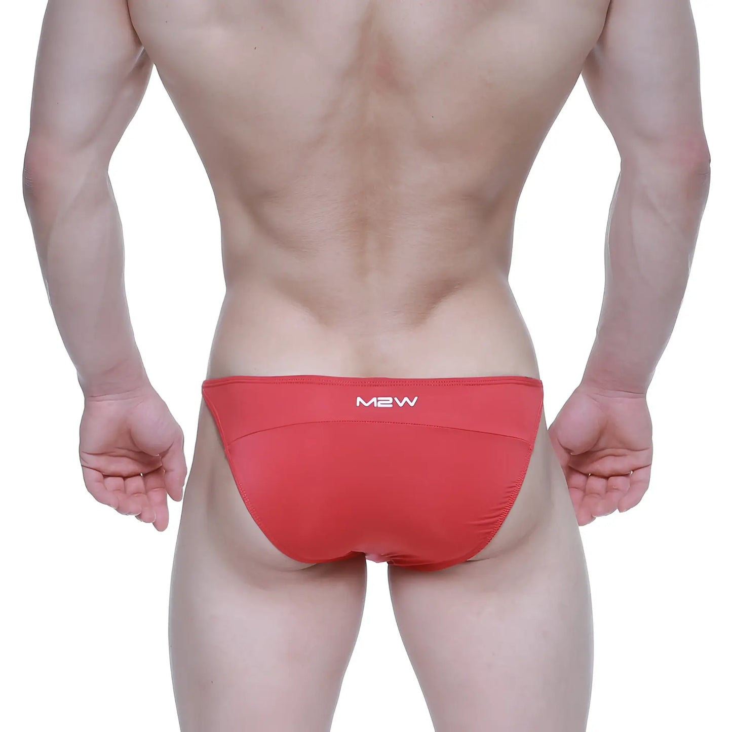 Red m2w brand metro malewear prodigy bikini briefs in sleek form-fitting design for comfortable daily wear