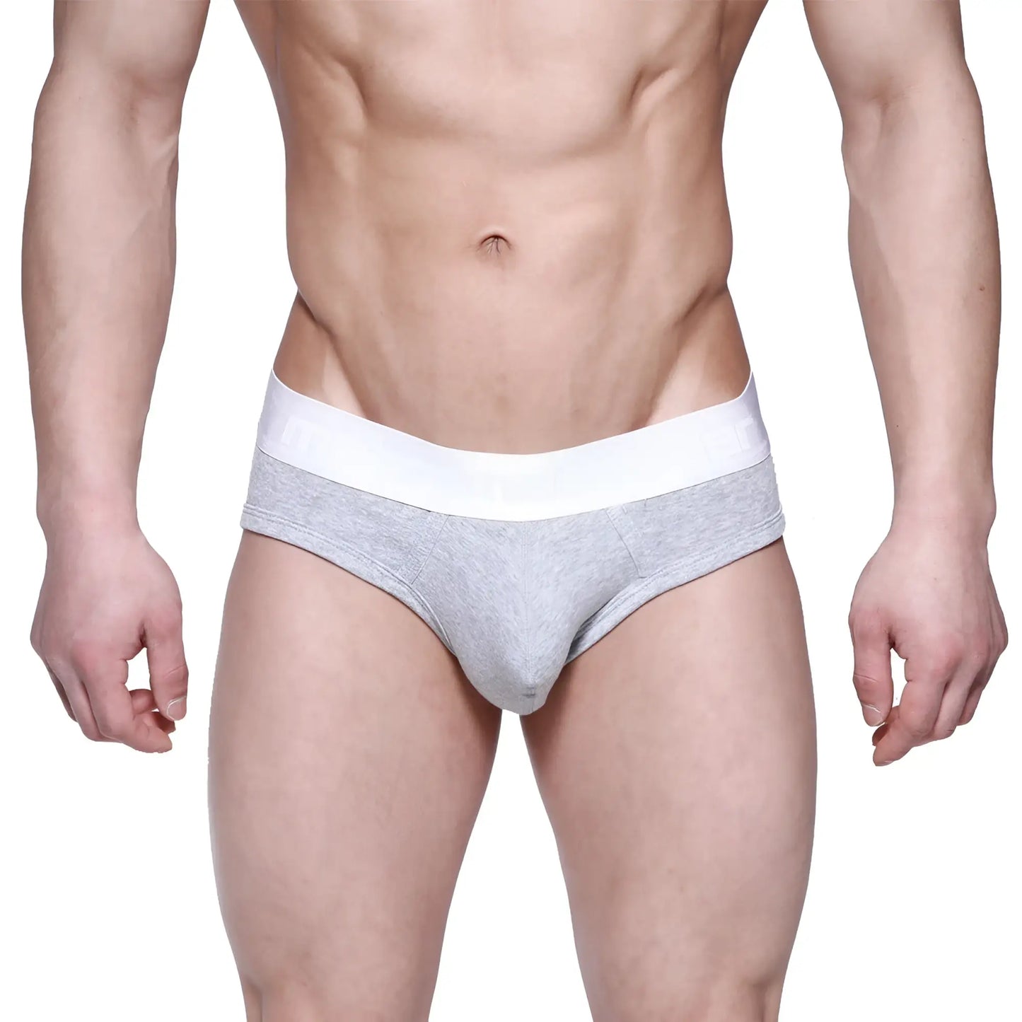 MetroMaleWear profile hip brief gray heathered fabric with a solid white waistband for comfortable daily wear