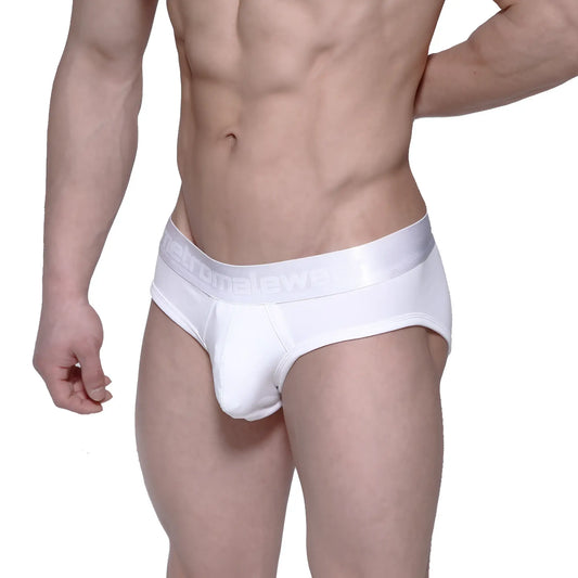 White men’s briefs metro male wear profile hip brief with satin-like waistband embossed with kelly logo