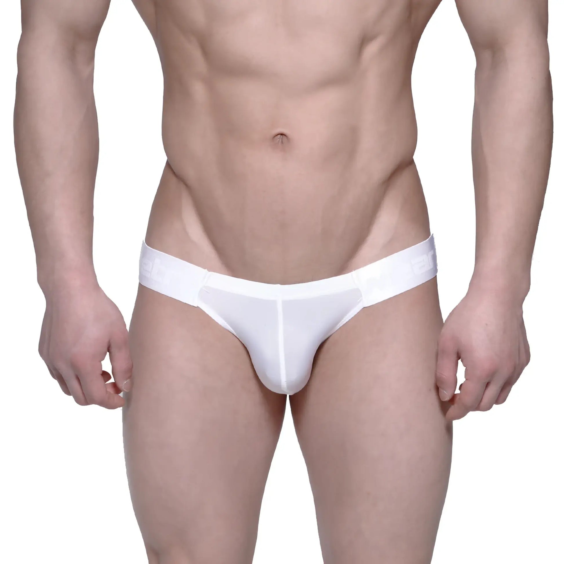 White metroMalewear puente bikini briefs with smooth seamless design and subtle waistband branding