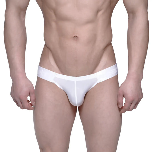 White metroMalewear puente bikini briefs with smooth seamless design and subtle waistband branding