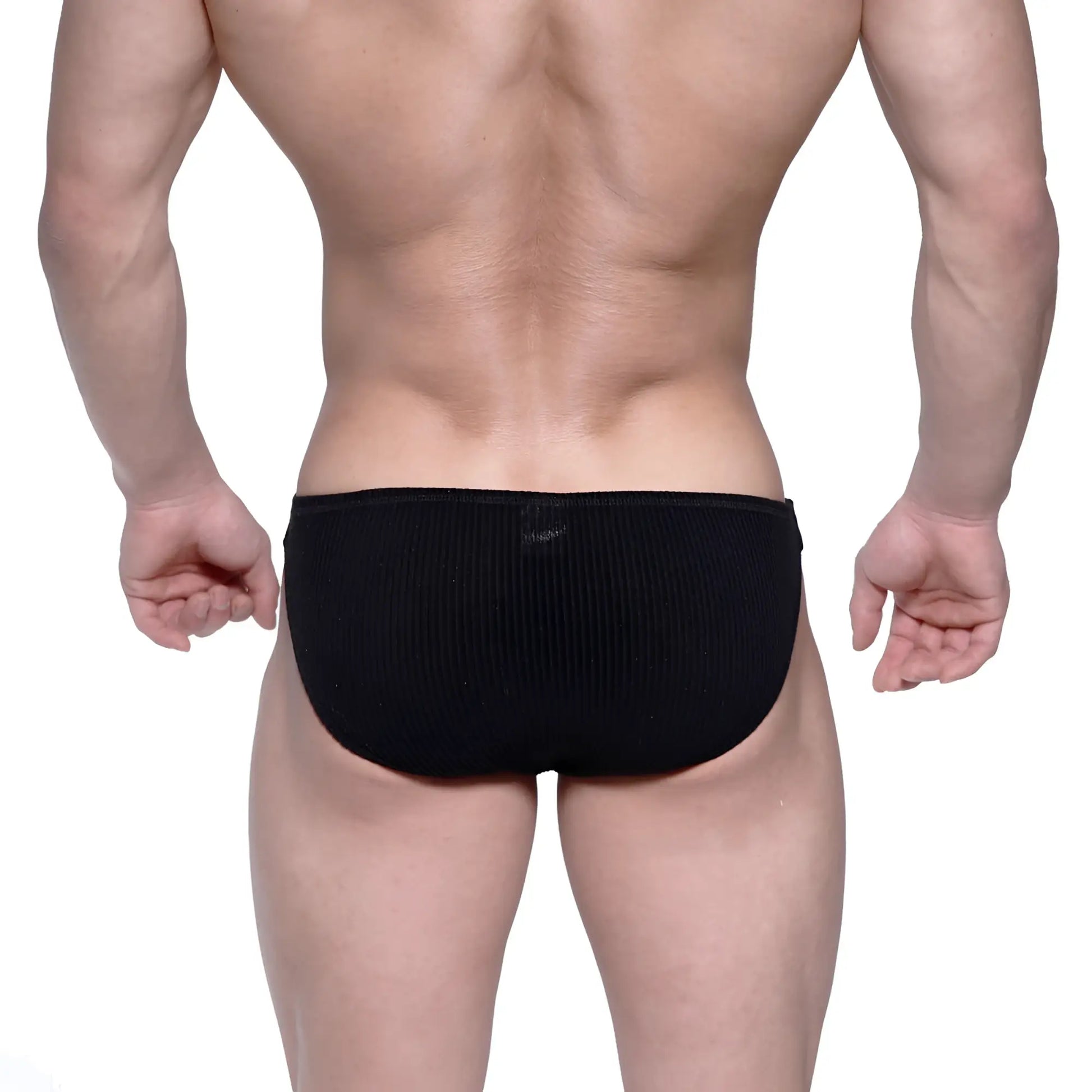 Black ribbed knit briefs from MetroMaleWear Rivera bikini 6006-20 offering comfortable stylish mens underwear