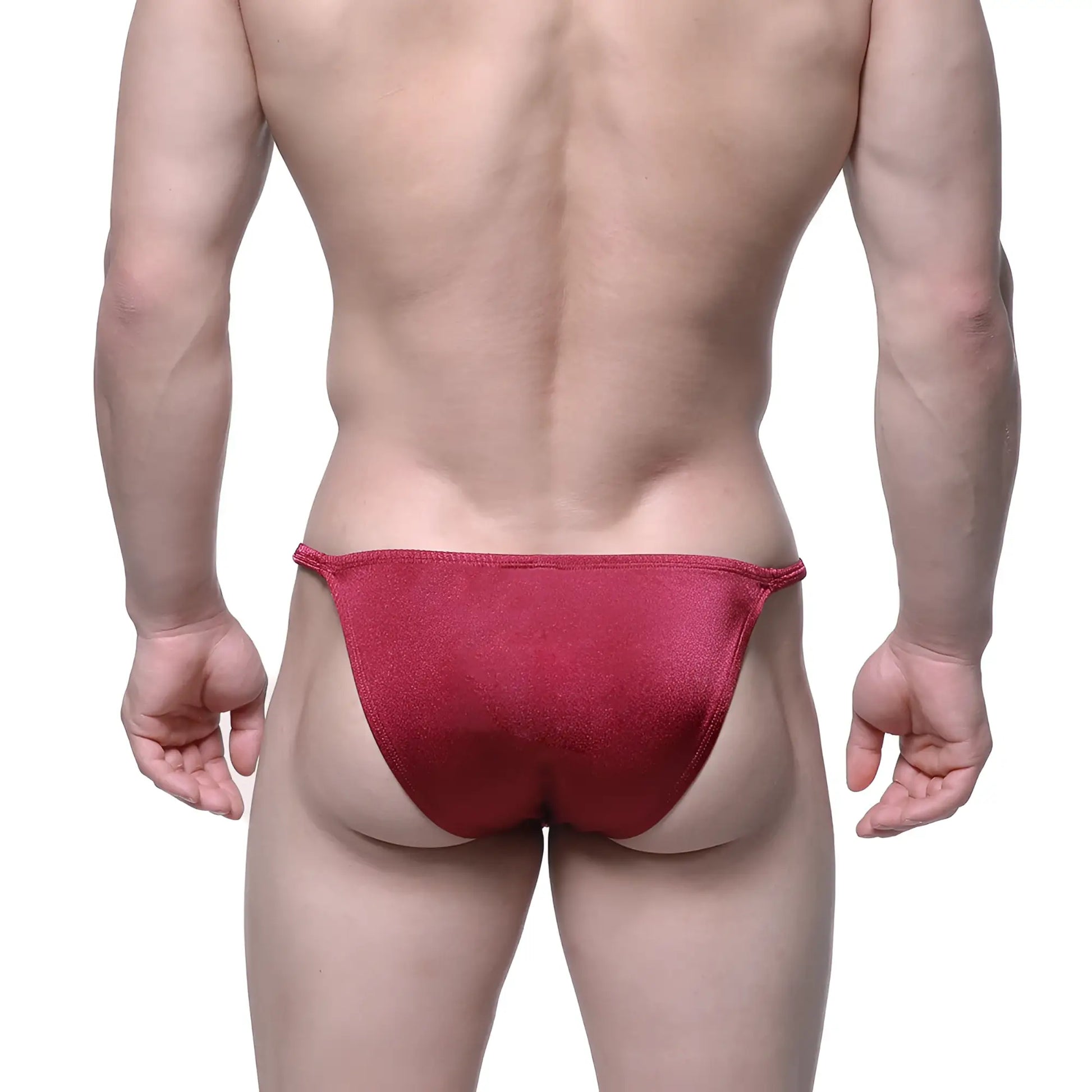 MetroMaleWear romantic bikini burgundy 6008-29 red metallic fabric briefs with a sleek shiny finish