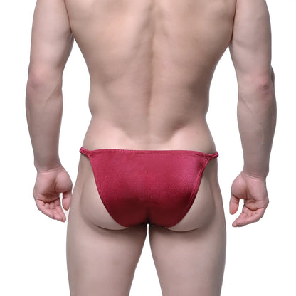 MetroMaleWear romantic bikini burgundy 6008-29 red metallic fabric briefs with a sleek shiny finish