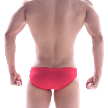 MetroMaleWear Scottish swim brief in bright red with form-fitting design ideal for swimming and beachwear