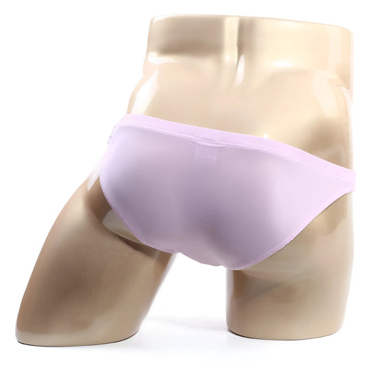 MetroMaleWear slim bikini pink 3604-04 soft lavender sheer mesh brief displayed on a mannequin front view