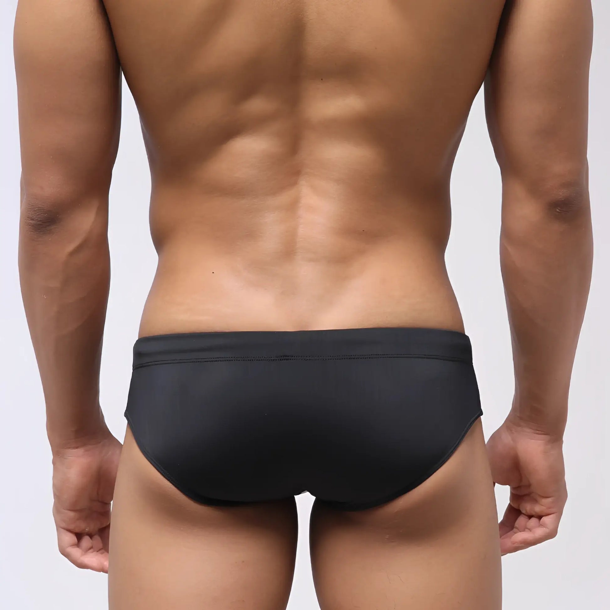 Black metroMalewear stripe swim bikini 4917-40 with smooth, form-fitting design for comfortable swimwear use