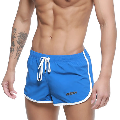MetroMaleWear summer swim shorts royal blue 4988-18 with bright blue fabric, white trim, and drawstring sporty design