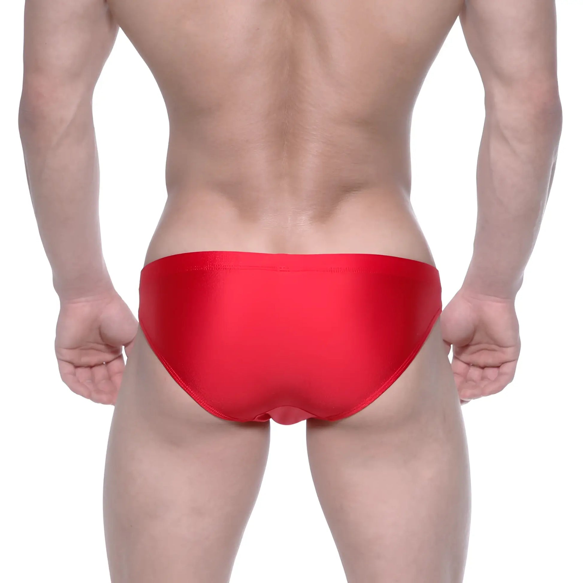 MetroMaleWear Ultimo bikini red 4963-12 vibrant red sleek satin swim trunks ideal for stylish beachwear