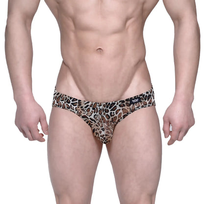 MetroMaleWear Vasco hip brief animal yellow leopard-print men’s briefs with snug fit and elastic waistband