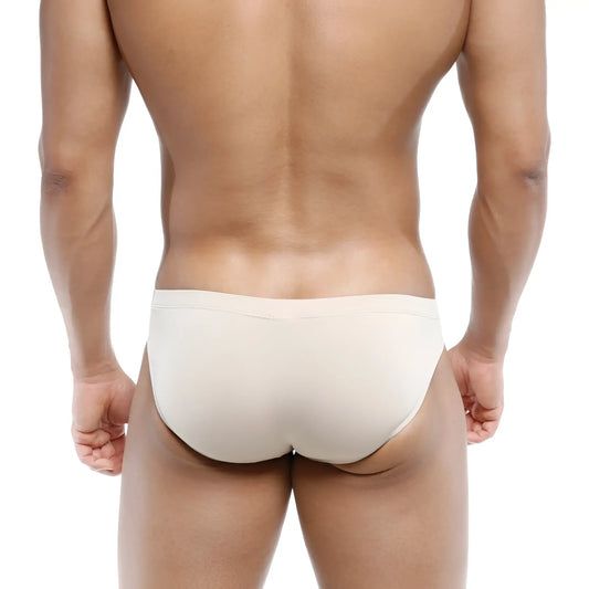 Beige metro male wear vasco hip briefs with a smooth form-fitting design for comfortable everyday wear