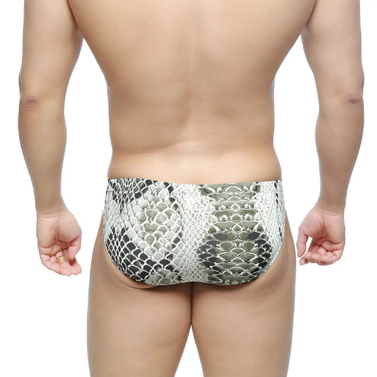 MetroMaleWear Wild Bikini 5103-95 silver and black snake-scale patterned swim trunks for men