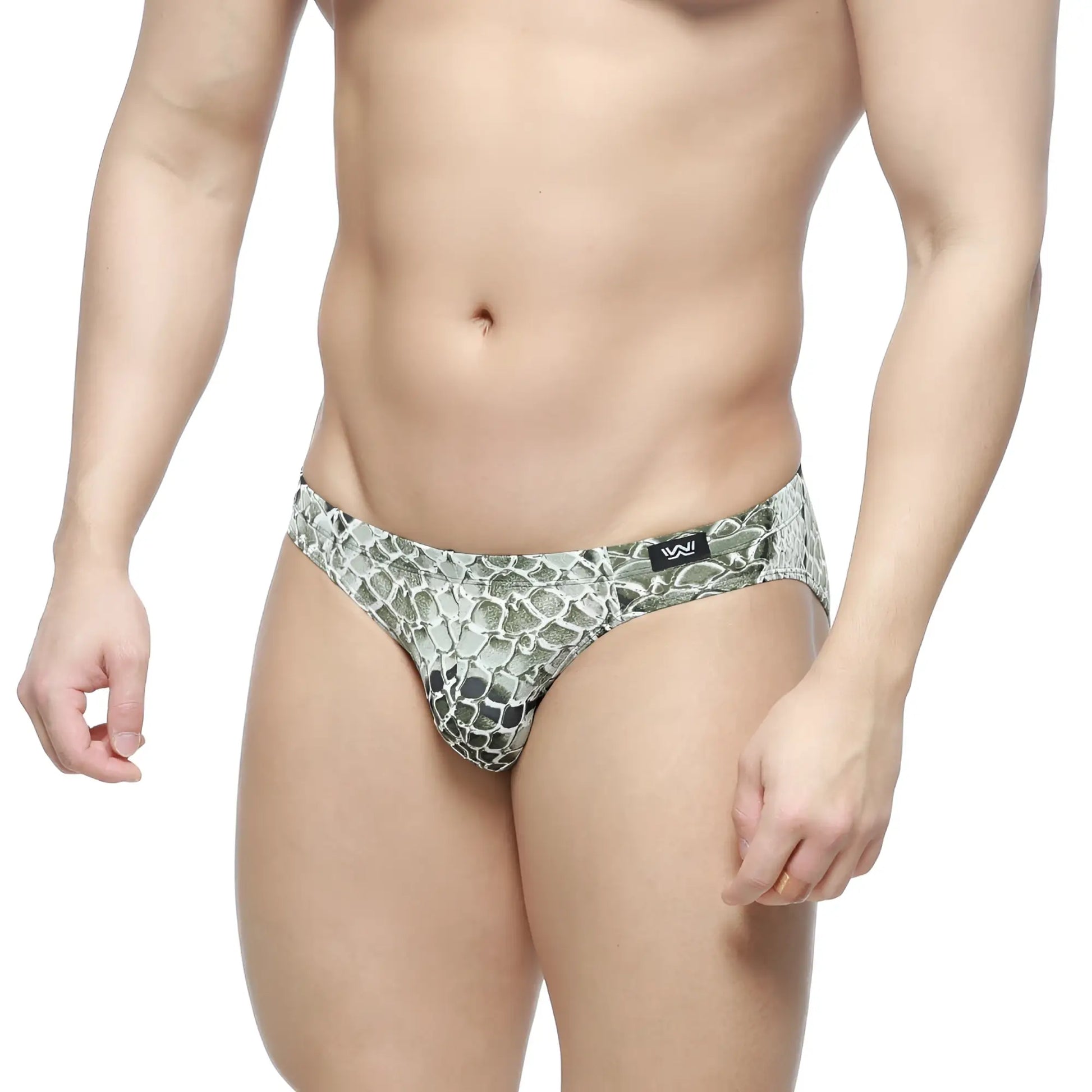MetroMaleWear wild bikini 5103-95 men’s briefs with snake-print pattern in metallic silver and black design