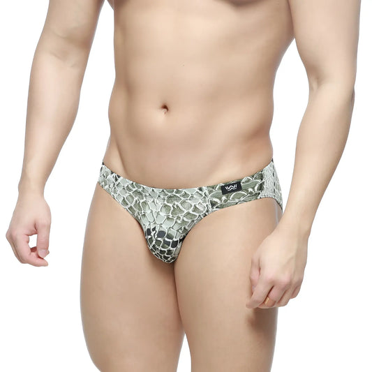 MetroMaleWear wild bikini 5103-95 men’s briefs with snake-print pattern in metallic silver and black design