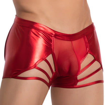 Shiny red metallic miami jock mje053 jockstrap briefs with cut-out design for bold athletic style