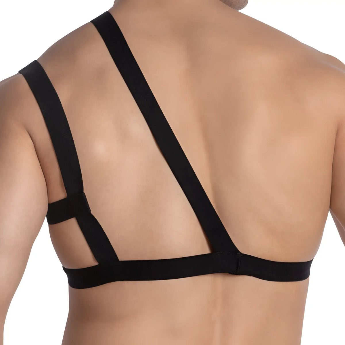 Black strap bra miami jock mju007 accessory with minimalist geometric design and intersecting bands across back side