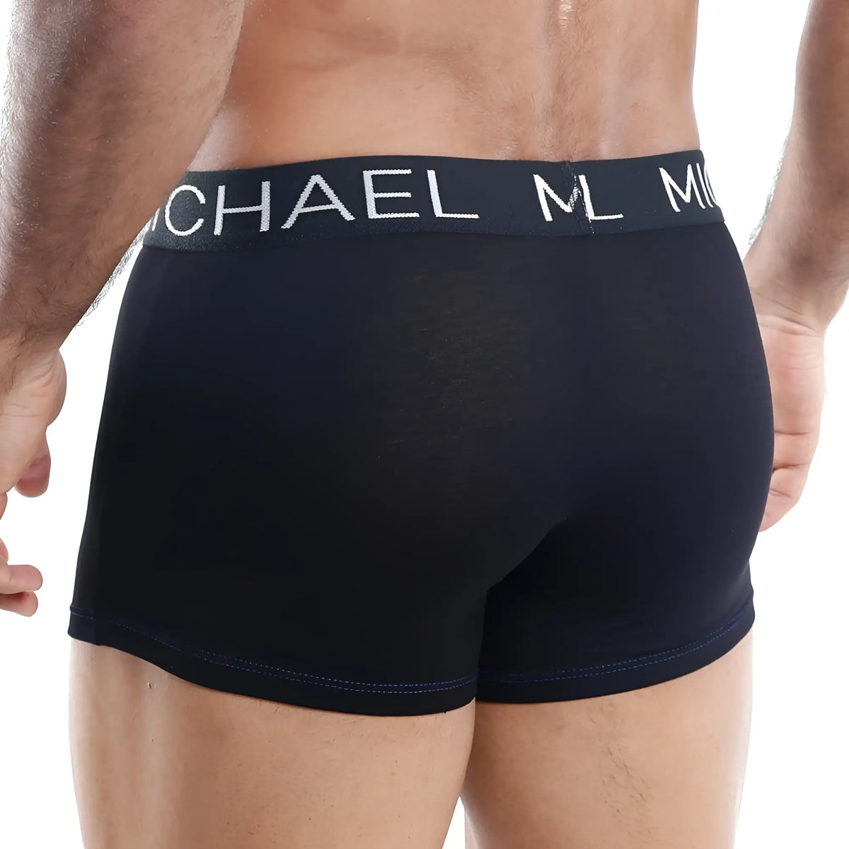 Black michael kors boxer trunk with white logo waistband made from soft breathable fabric for comfortable wear