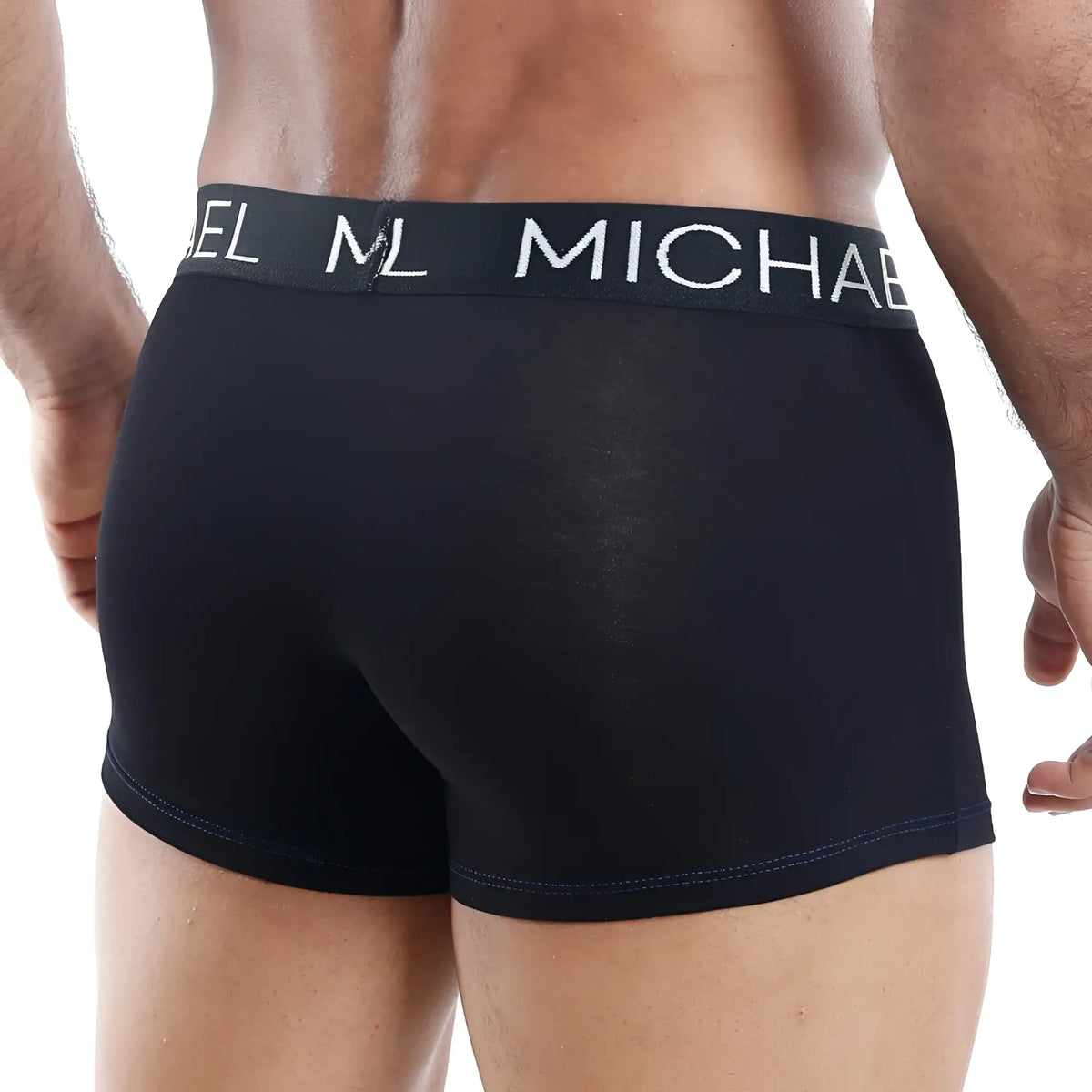 Black michael kors boxer trunk briefs with white logo elastic waistband for comfortable everyday wear