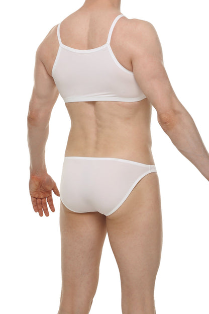 White seamless micro tank top skiné bra and briefs set made of soft breathable fabric for everyday comfort