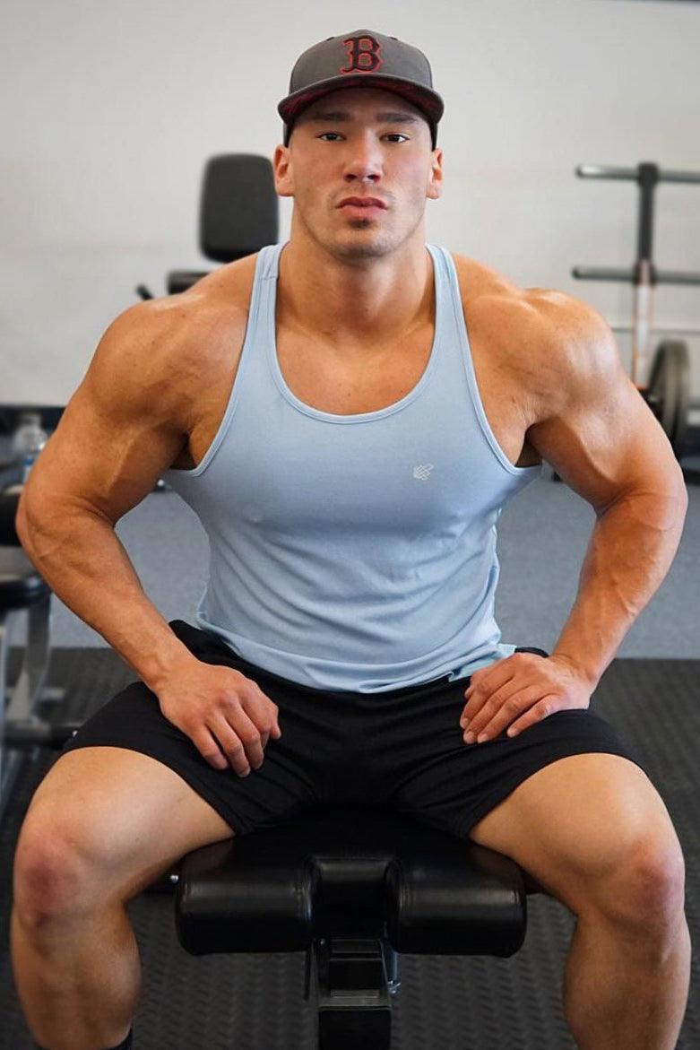 Jed North Men's Fast-Dry Bodybuilding Workout Stringer - Sky Blue