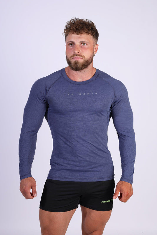 Jed North Men's Agile Long Sleeve Activewear Training Tee - Steel Blue