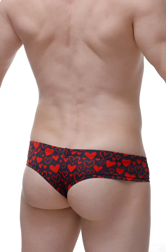 Mini boxer king of hearts red heart patterned men’s briefs on dark navy fabric with soft stretchy material