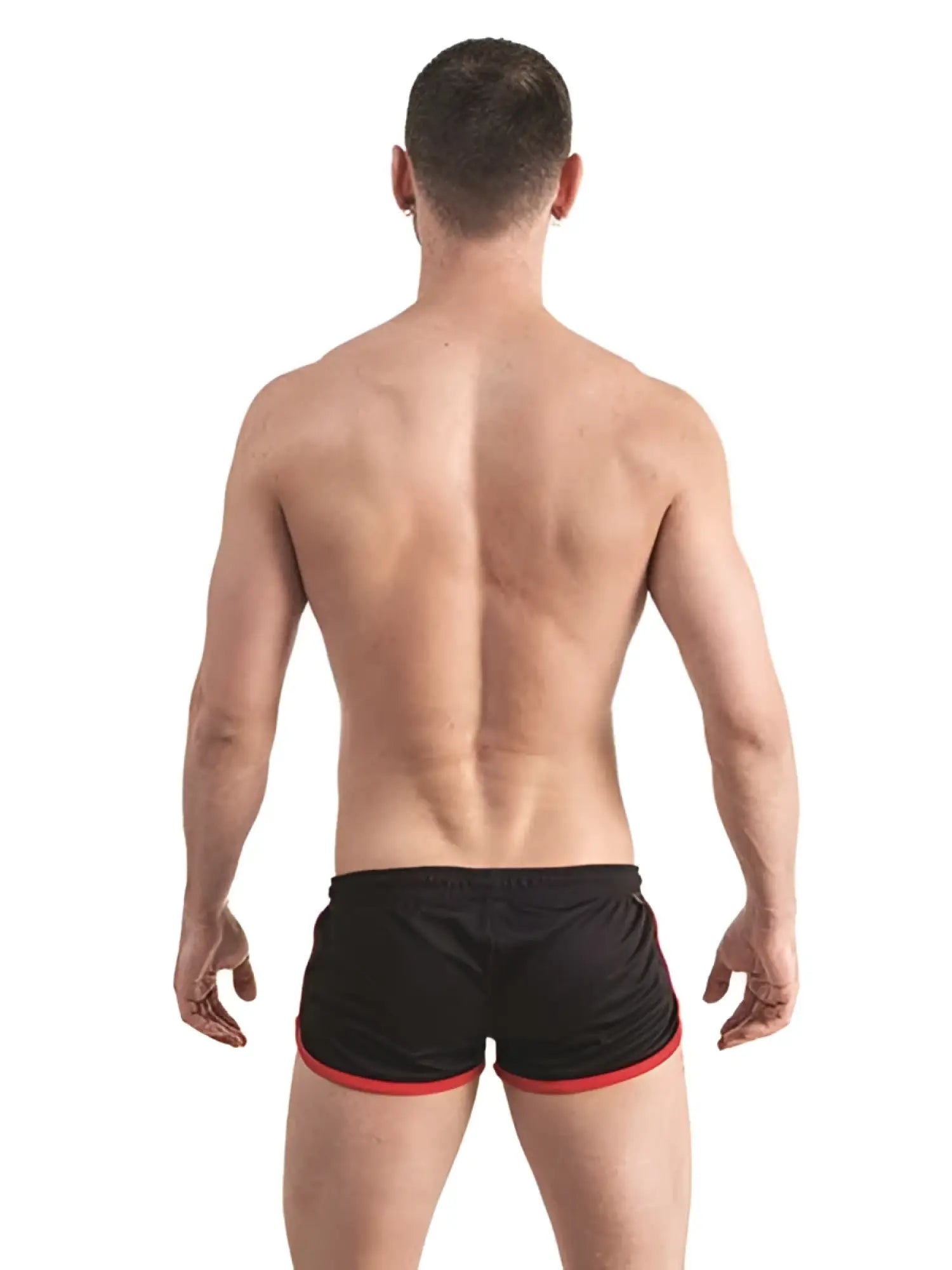 Mister b urban ibiza shorts black with red trim in size m designed as lightweight athletic wear
