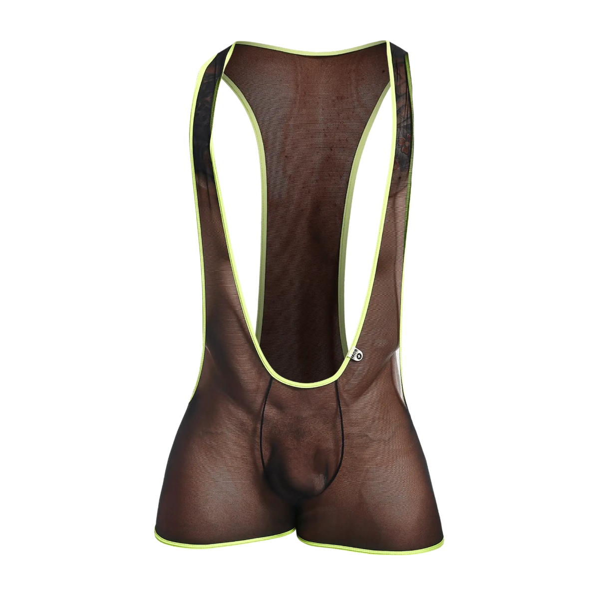 MOB Singlet brown mesh cycling bib shorts with neon yellow trim designed for comfortable performance riding