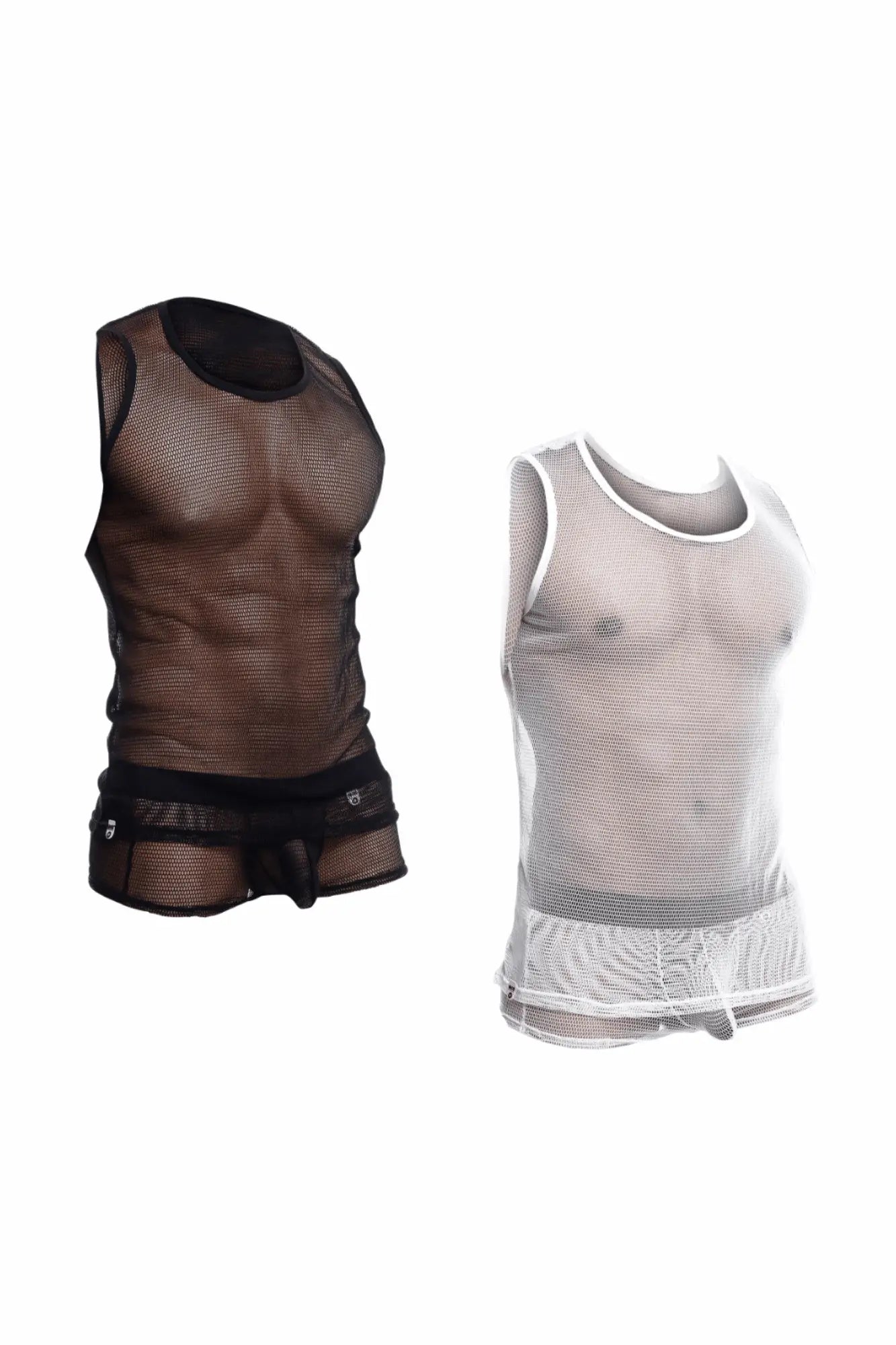 Mob fishnet tanktop black and white mesh tank tops with sheer see-through design perfect for layering