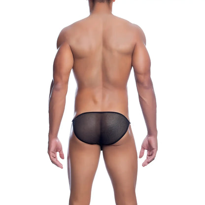Black mesh briefs mob men’s fishnet bikini with snug form-fitting design in breathable mesh fabric