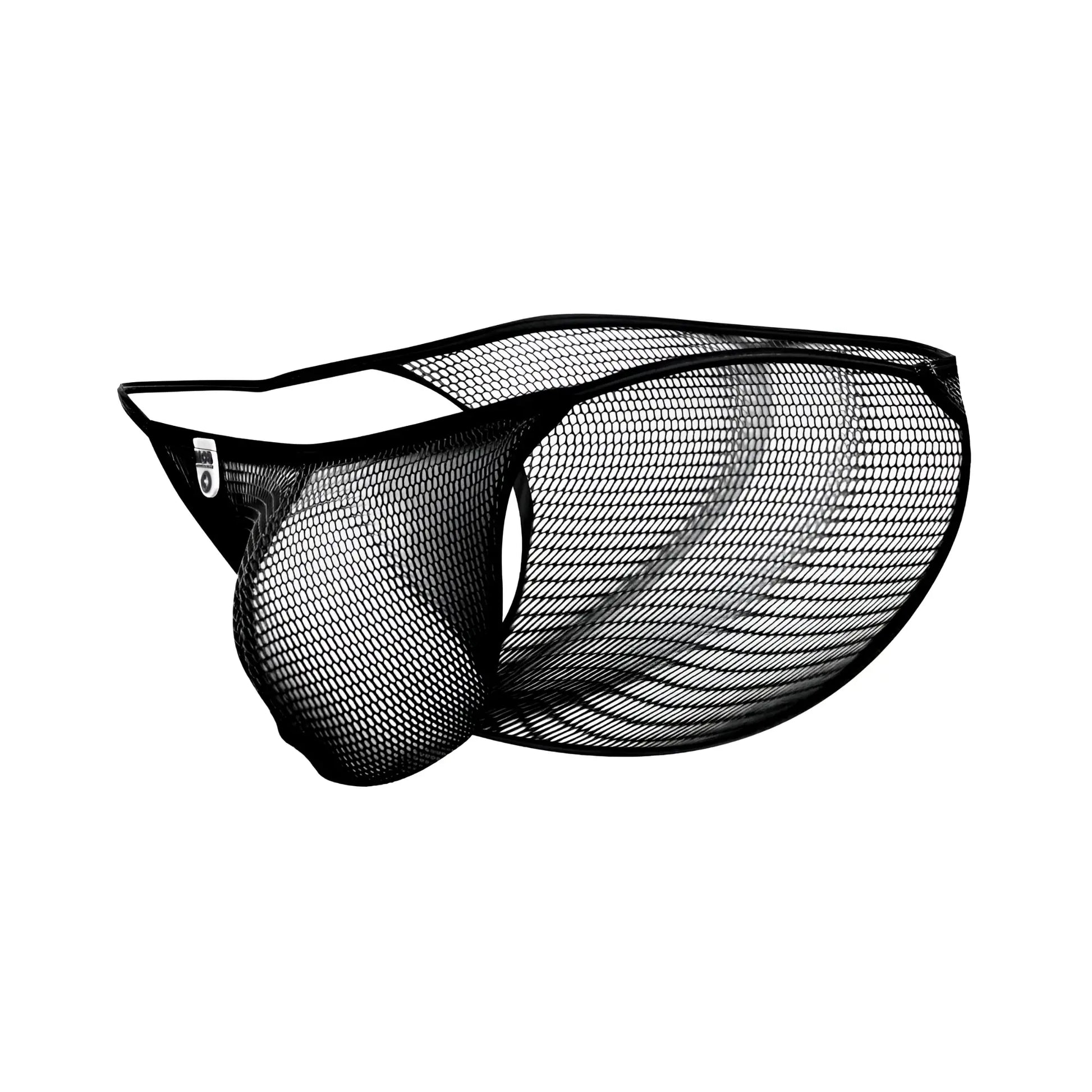 Black mesh briefs mob men’s fishnet bikini with sleek form-fitting design and reinforced elastic waistband