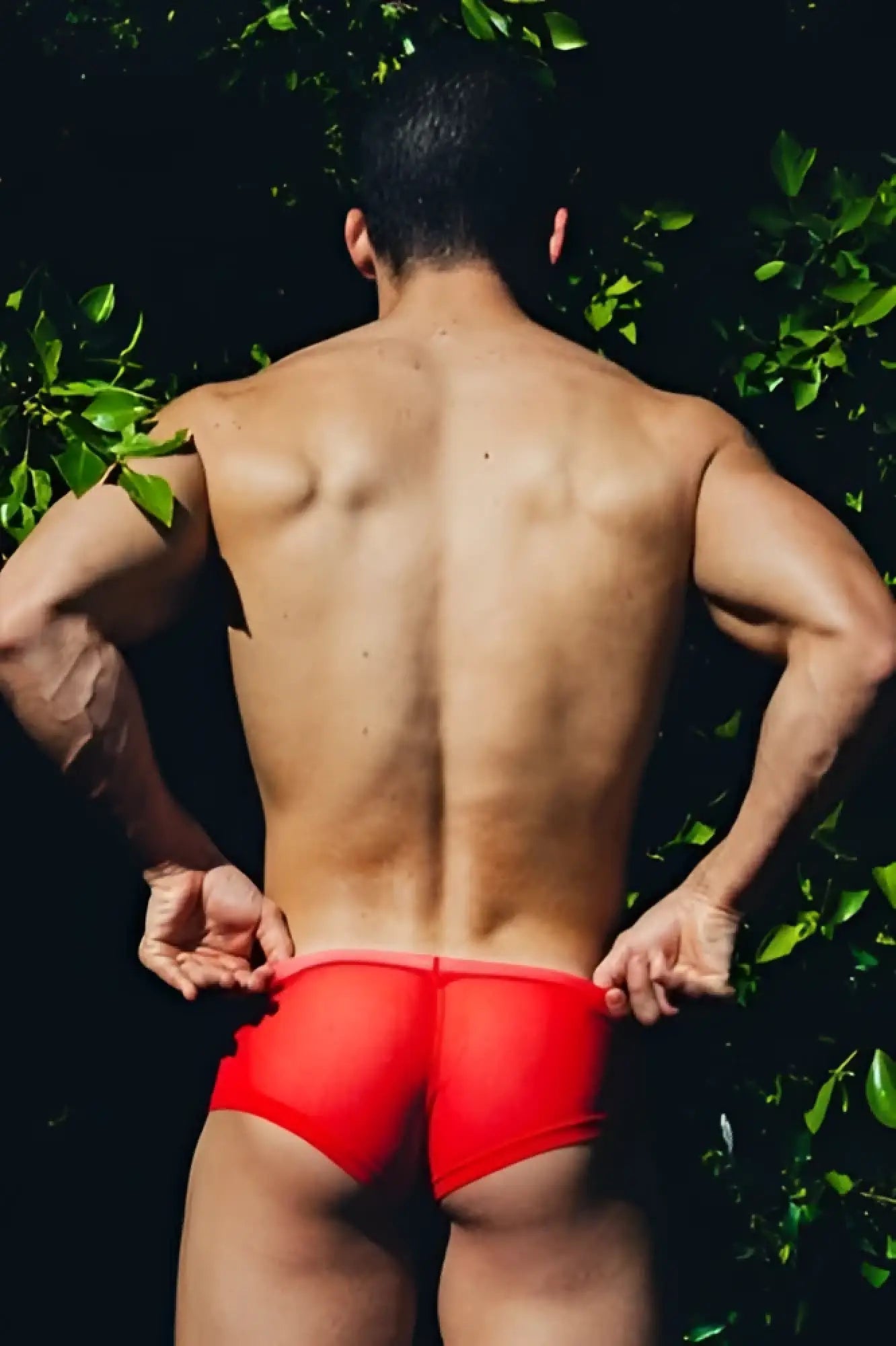 Mob men’s sexy sheer hip brief in red featuring a sheer lightweight fabric designed for athletic wear