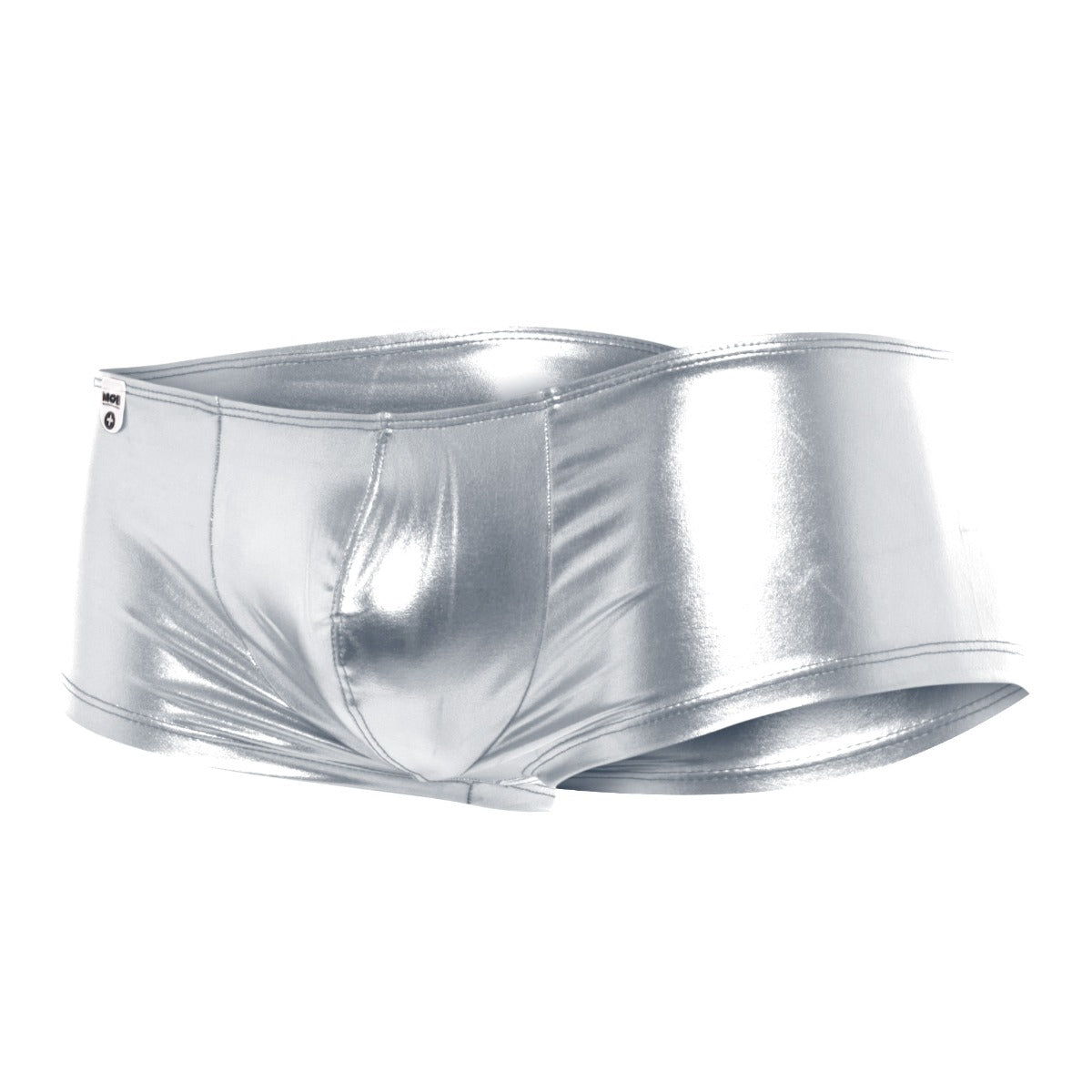 Shiny silver metallic boxer briefs with sleek form-fitting design in mob mirror boxer style