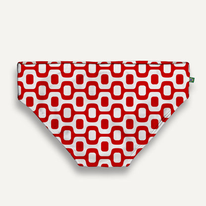 MAILLOT DE BAIN POUR HOMME CA-RIO-CA PAVEMENT ROUGE & BLANC en coupe Brief & Classic - Maillots de bain de créateur