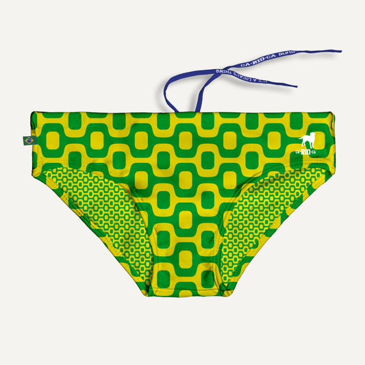 CA-RIO-CA GREEN & YELLOW PAVEMENT SUNGA in Brief & Classic cut - Men's Designer Swimwear