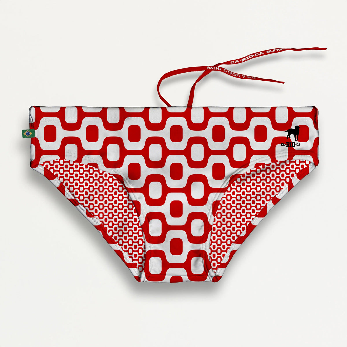 MAILLOT DE BAIN POUR HOMME CA-RIO-CA PAVEMENT ROUGE & BLANC en coupe Brief & Classic - Maillots de bain de créateur