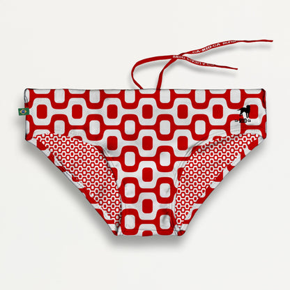 MAILLOT DE BAIN POUR HOMME CA-RIO-CA PAVEMENT ROUGE & BLANC en coupe Brief & Classic - Maillots de bain de créateur