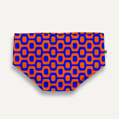 CA-RIO-CA ORANGE & BLUE PAVEMENT SUNGA in Brief & Classic cut - Men's Designer Swimwear