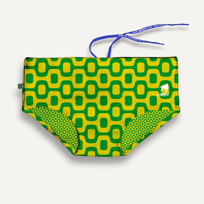 CA-RIO-CA GREEN & YELLOW PAVEMENT SUNGA in Brief & Classic cut - Men's Designer Swimwear